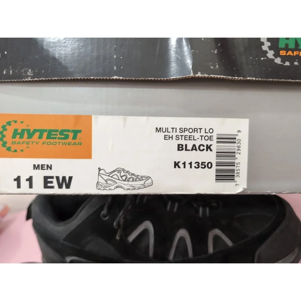 NWB Hytest Men's Multi Sport Steel Toe Black Leather Safety Shoes K11350 Sz 11EW